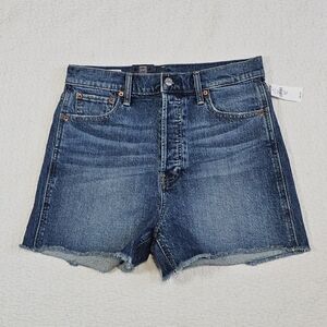 NWT Tall Sky High Rise Cheeky Denim Shorts with Raw Hem